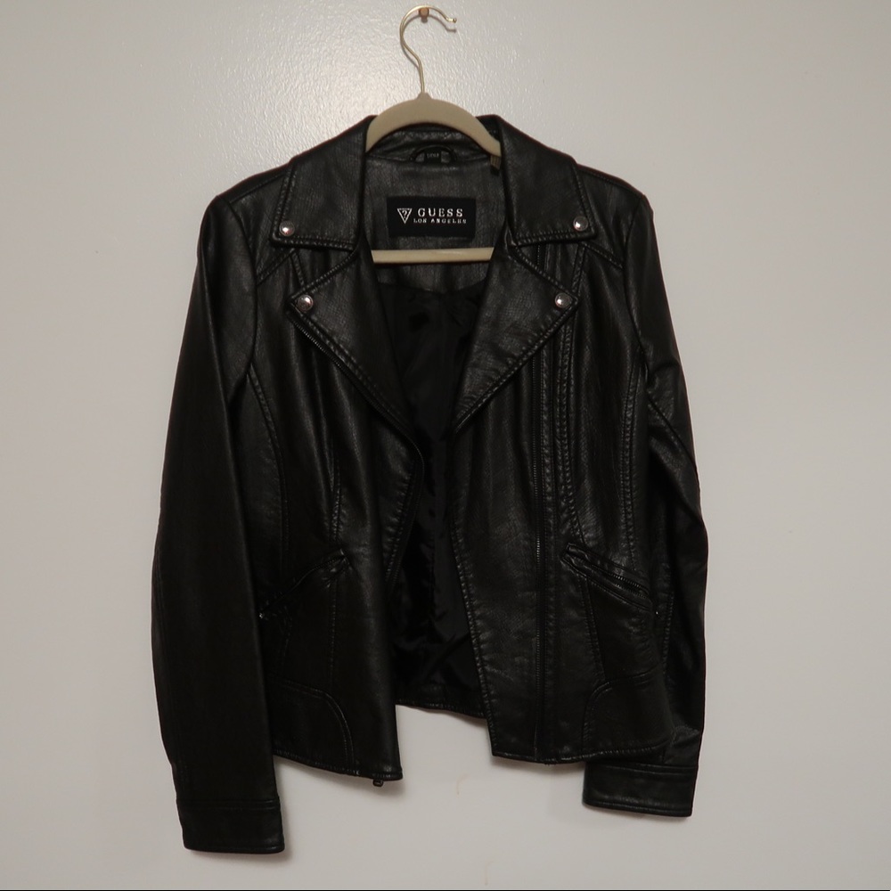 NWOT GUESS Black Leather Jacket